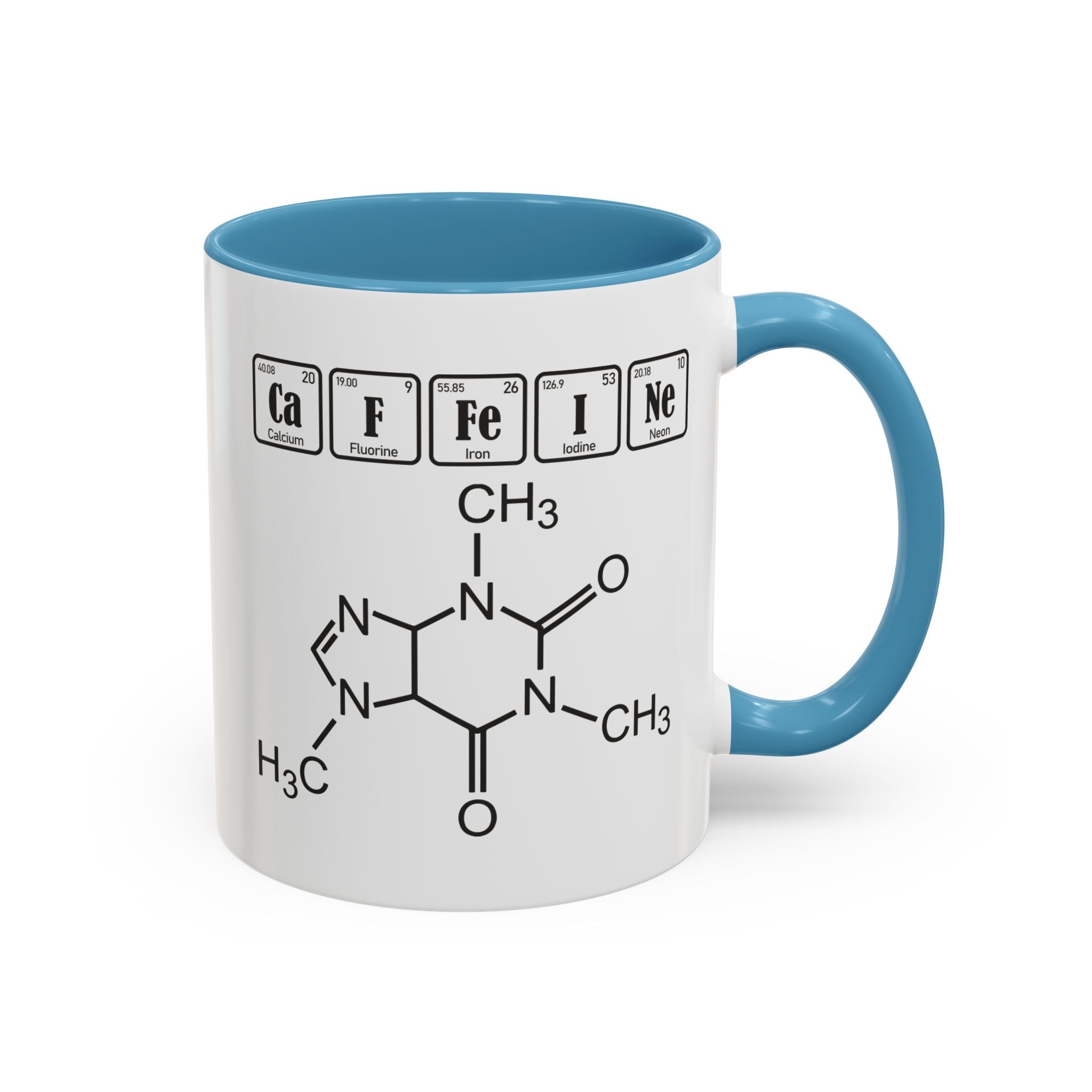 Caffeine Molecule Accent Mug — Chemistry Coffee Cup (11/15oz)