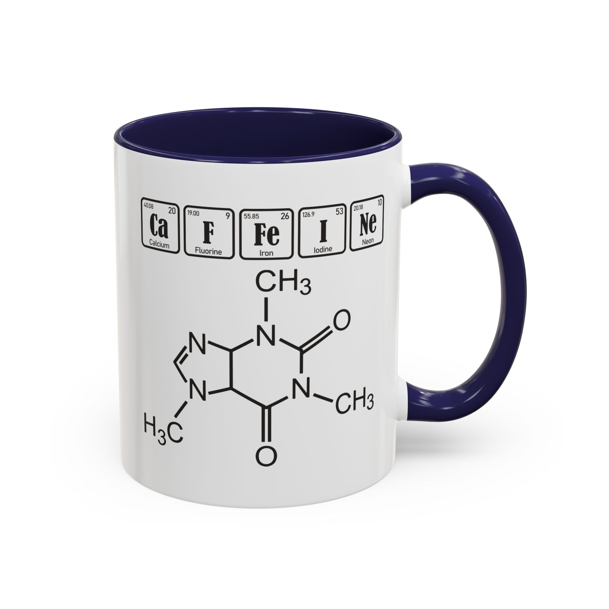 Caffeine Molecule Accent Mug — Chemistry Coffee Cup (11/15oz)