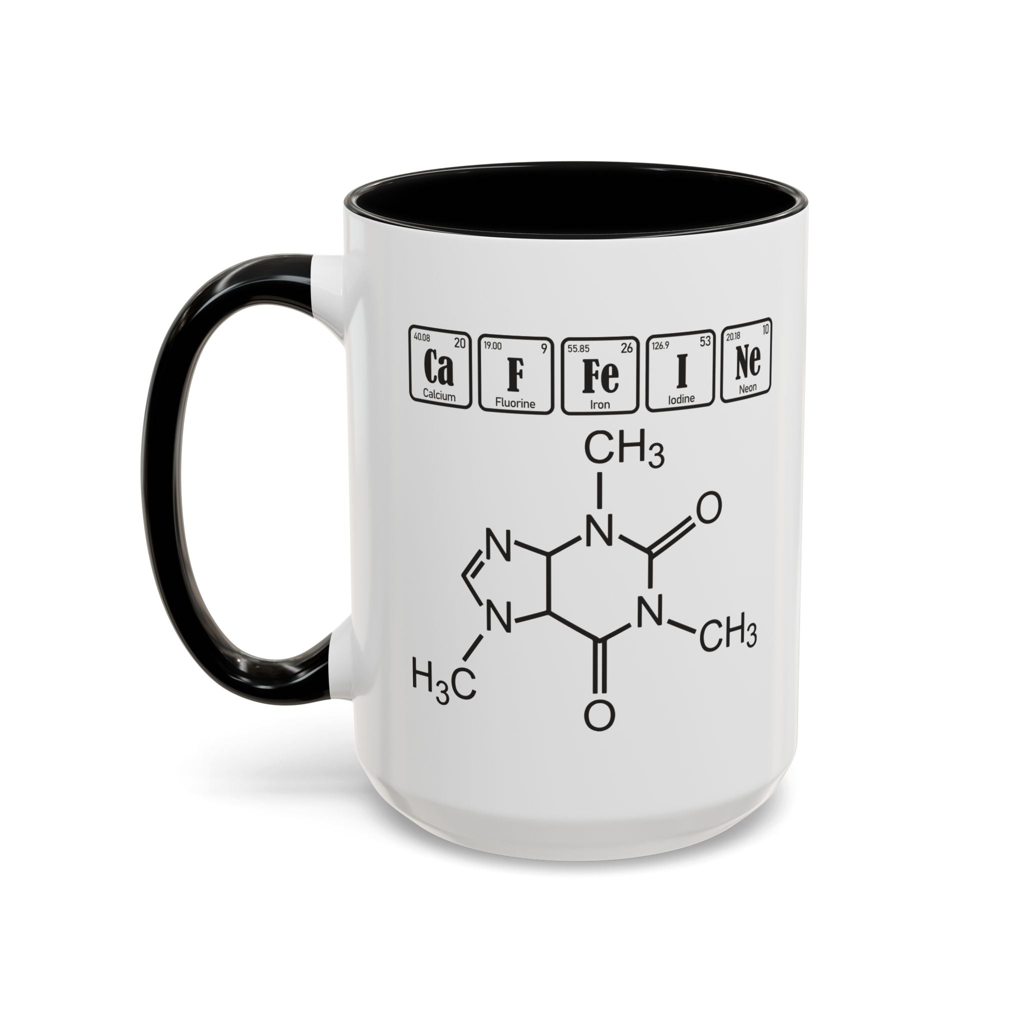 Caffeine Molecule Accent Mug — Chemistry Coffee Cup (11/15oz)