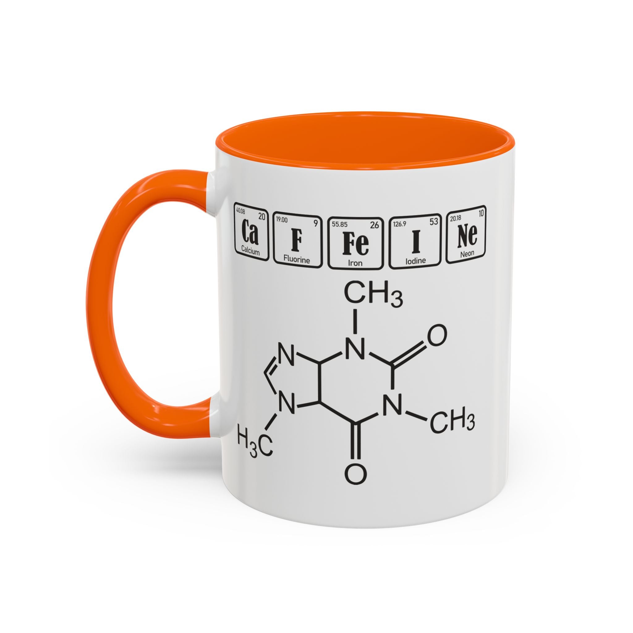 Caffeine Molecule Accent Mug — Chemistry Coffee Cup (11/15oz)