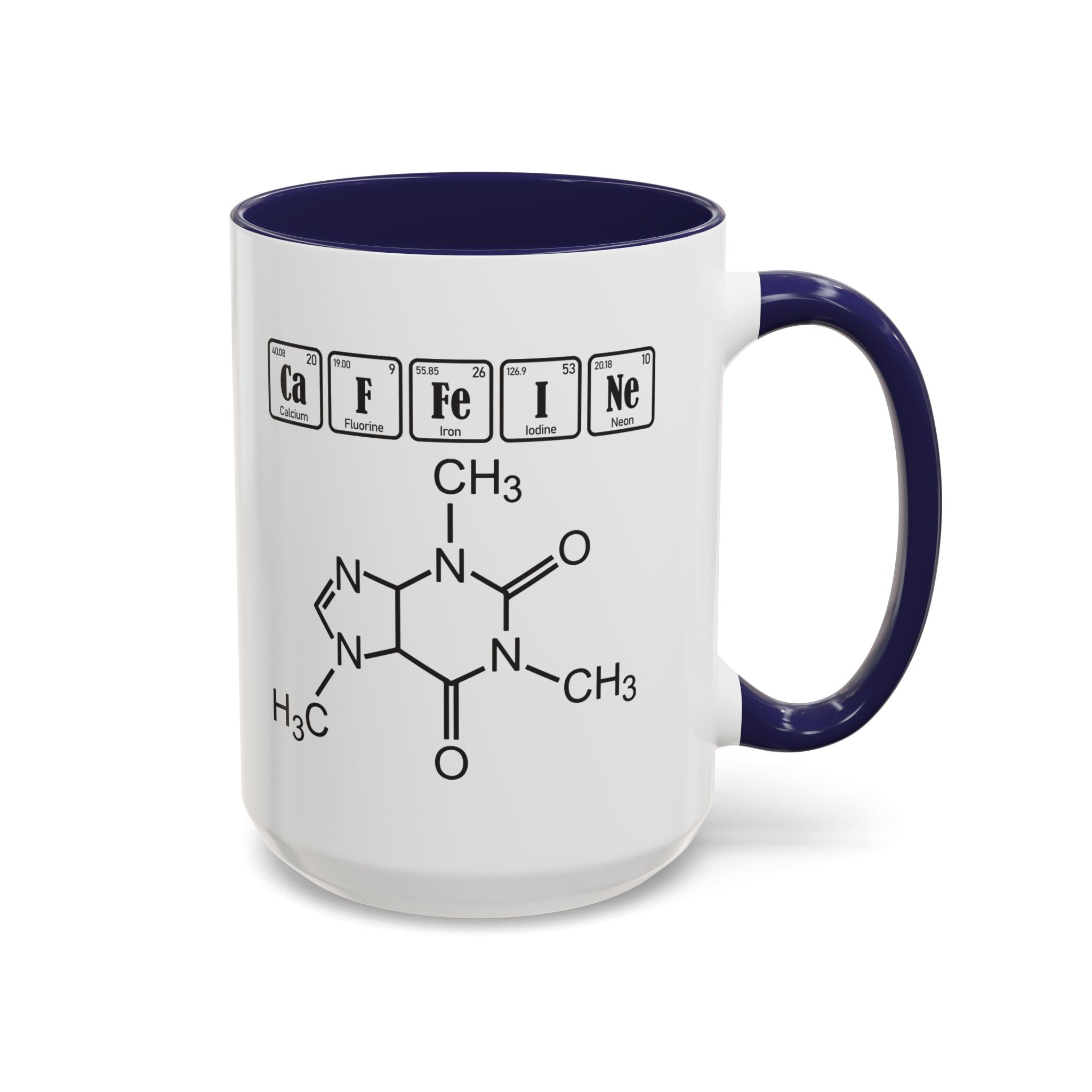 Caffeine Molecule Accent Mug — Chemistry Coffee Cup (11/15oz)
