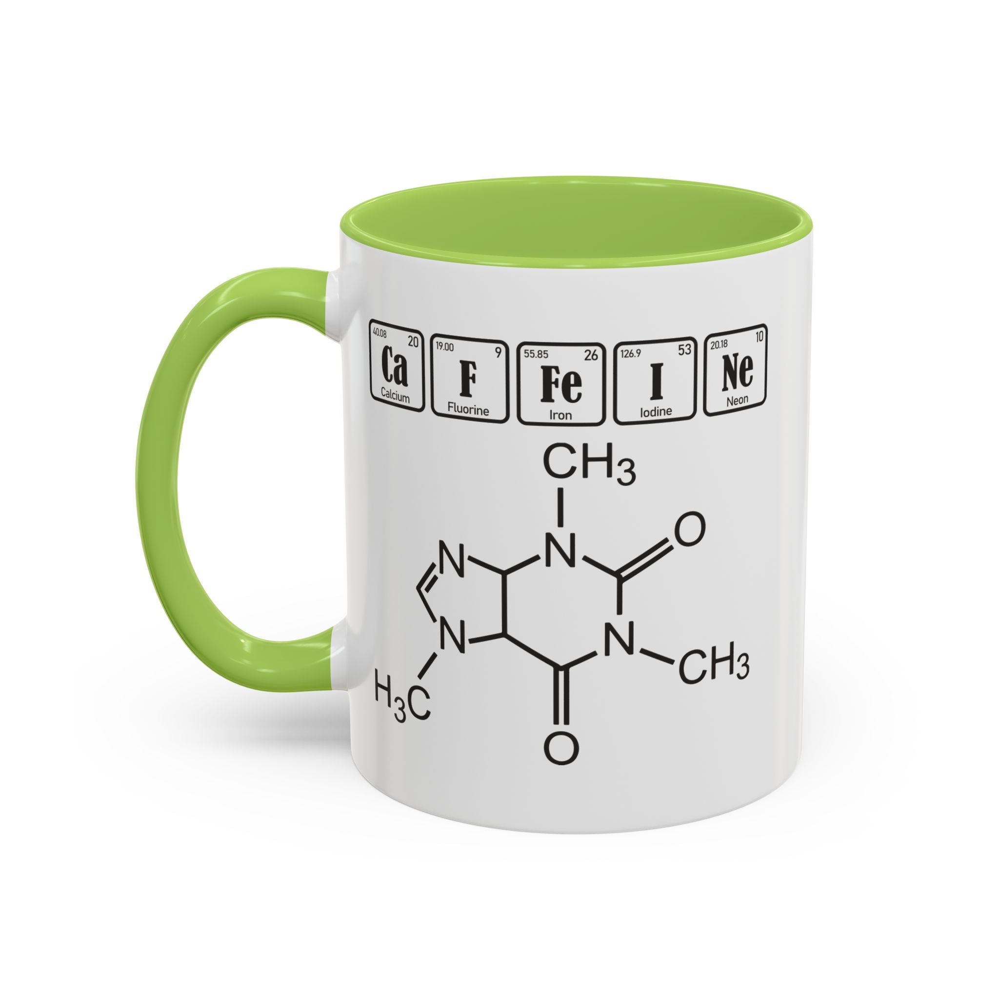 Caffeine Molecule Accent Mug — Chemistry Coffee Cup (11/15oz)
