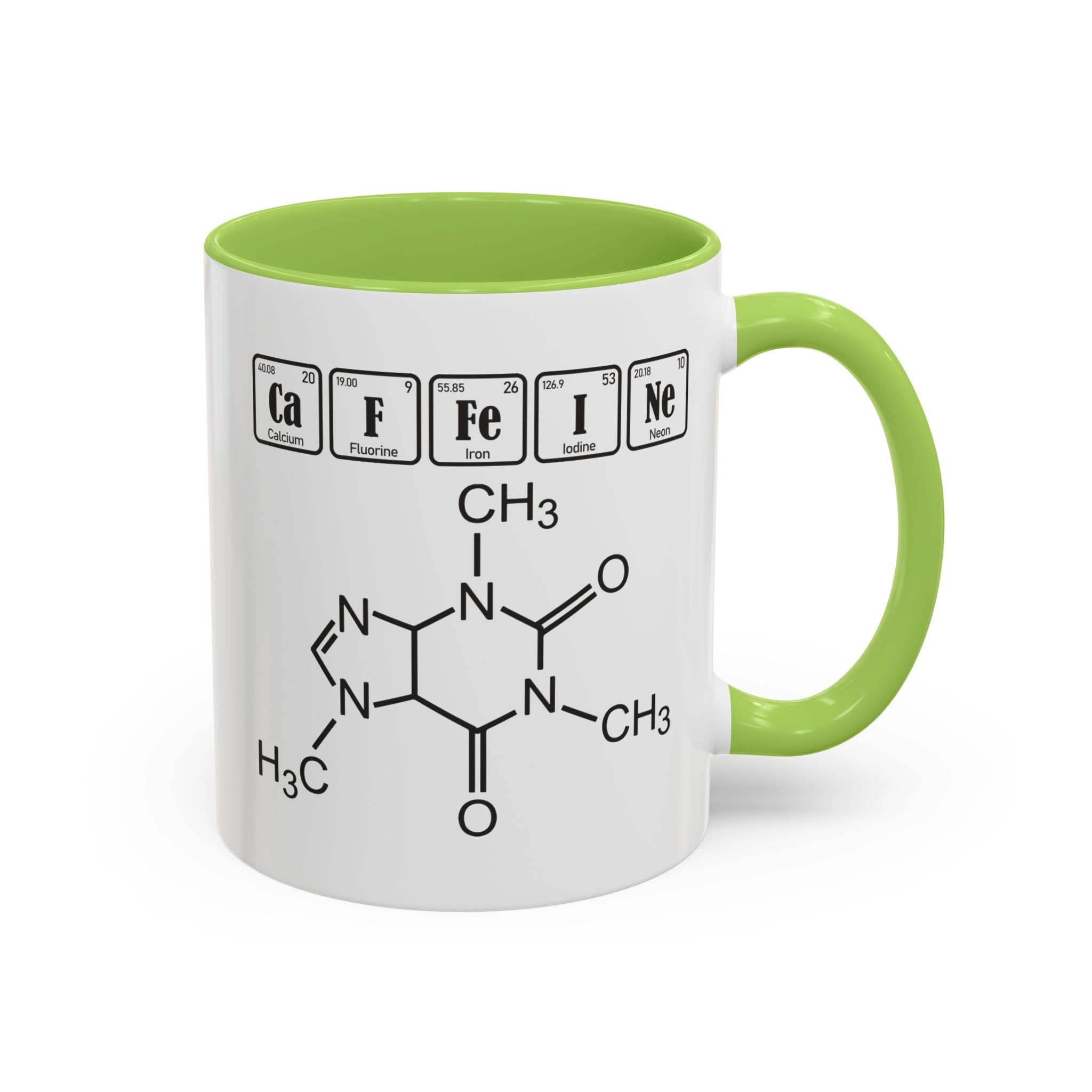 Caffeine Molecule Accent Mug — Chemistry Coffee Cup (11/15oz)