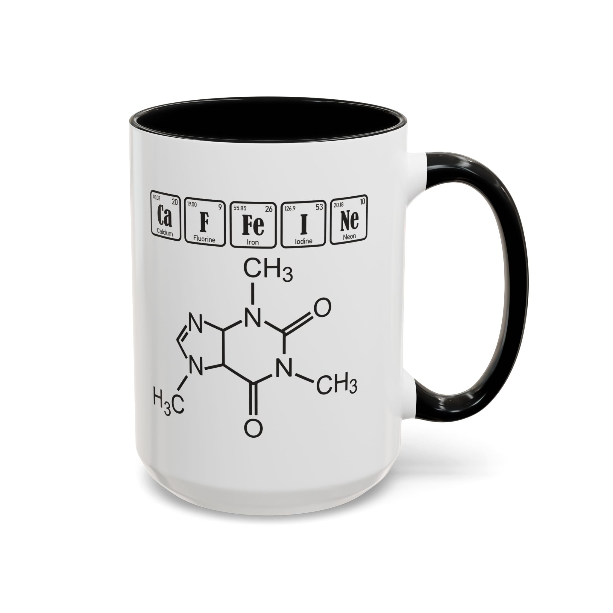 Caffeine Molecule Accent Mug — Chemistry Coffee Cup (11/15oz)