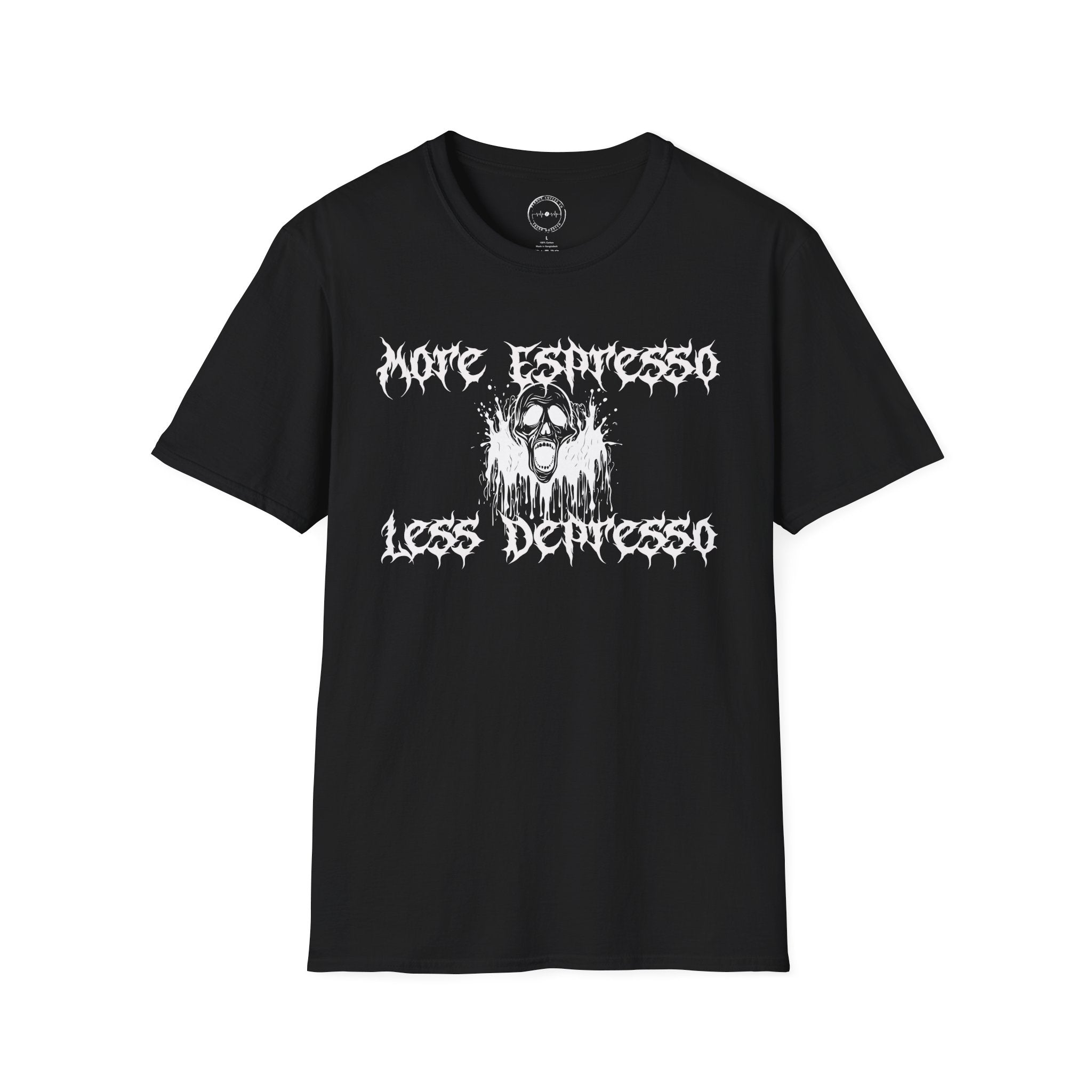 More Espresso Less Depresso Heavy Metal Tee