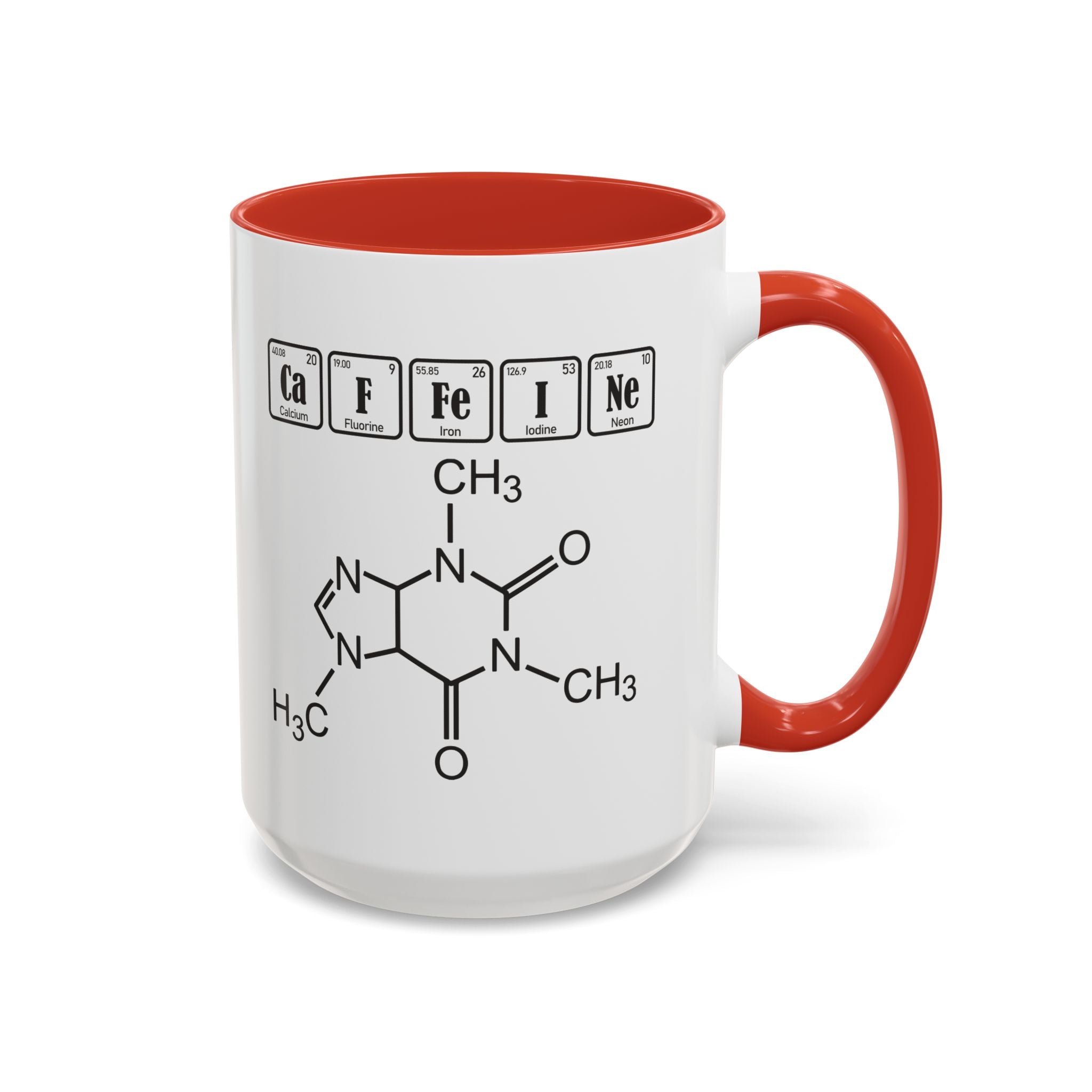 Caffeine Molecule Accent Mug — Chemistry Coffee Cup (11/15oz)