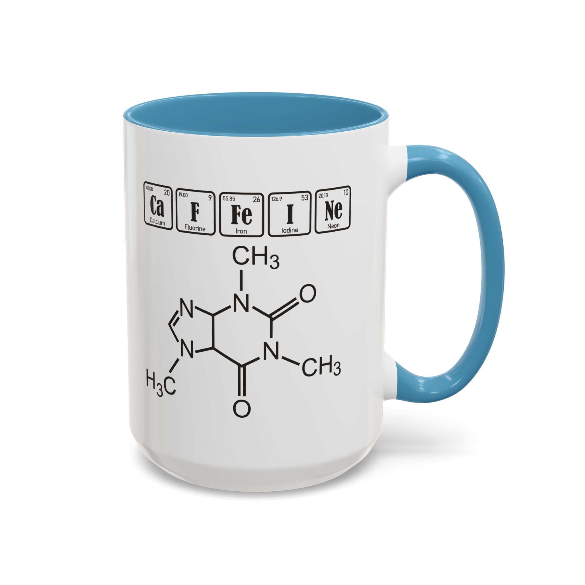 Caffeine Molecule Accent Mug — Chemistry Coffee Cup (11/15oz)