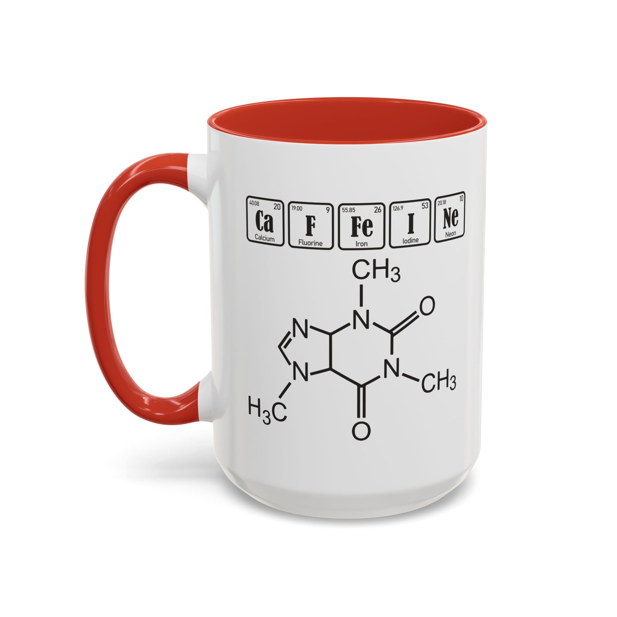 Caffeine Molecule Accent Mug — Chemistry Coffee Cup (11/15oz)