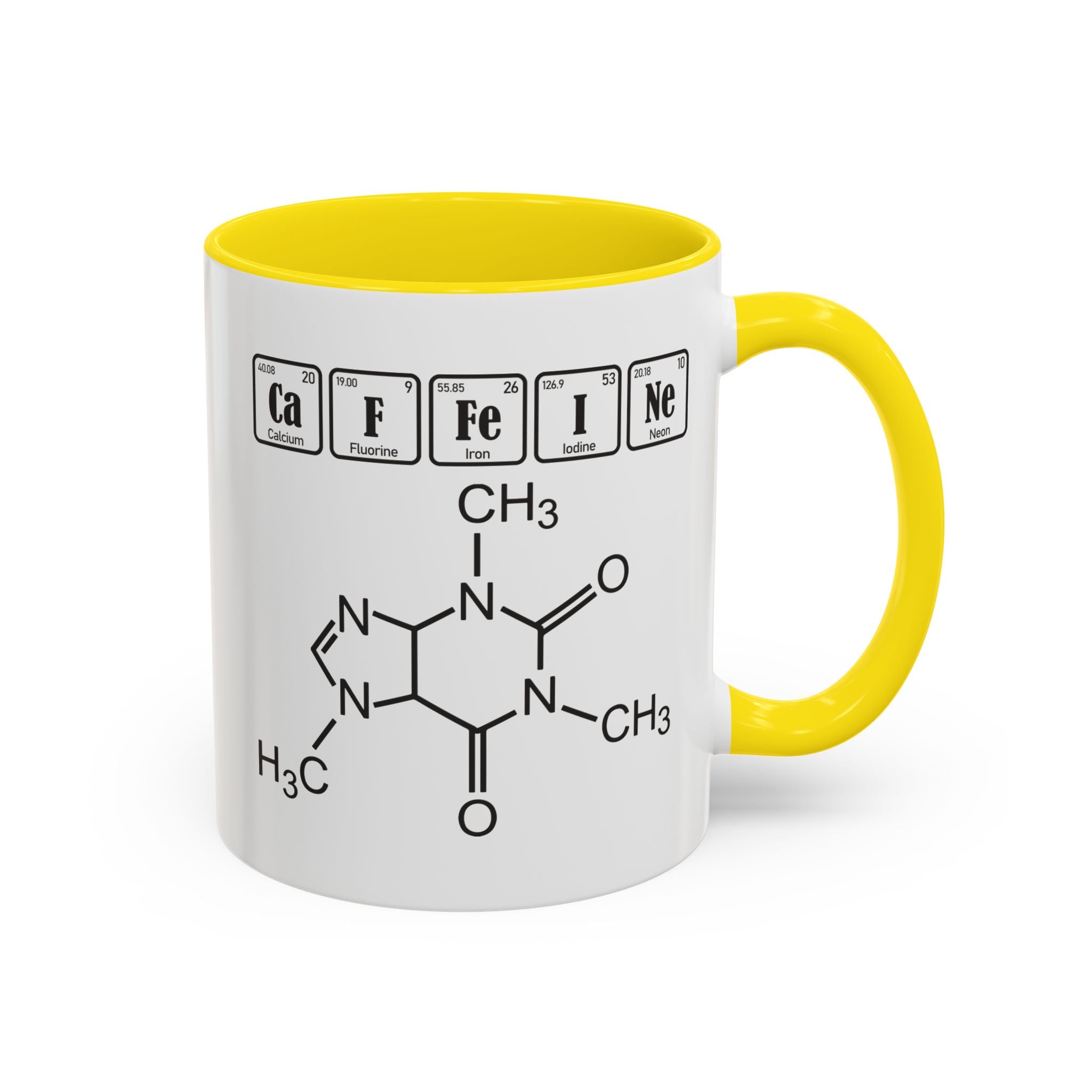 Caffeine Molecule Accent Mug — Chemistry Coffee Cup (11/15oz)