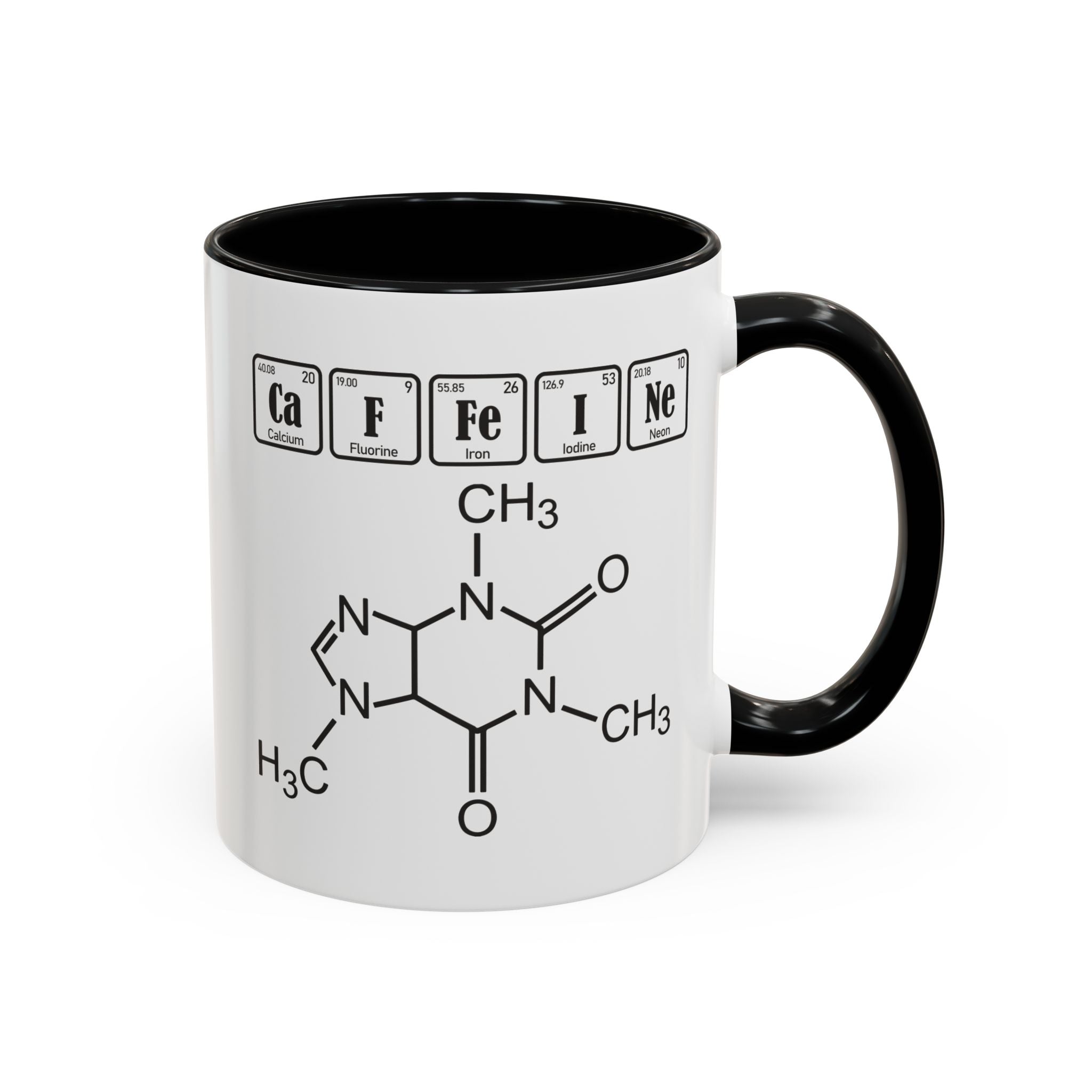 Caffeine Molecule Accent Mug — Chemistry Coffee Cup (11/15oz)