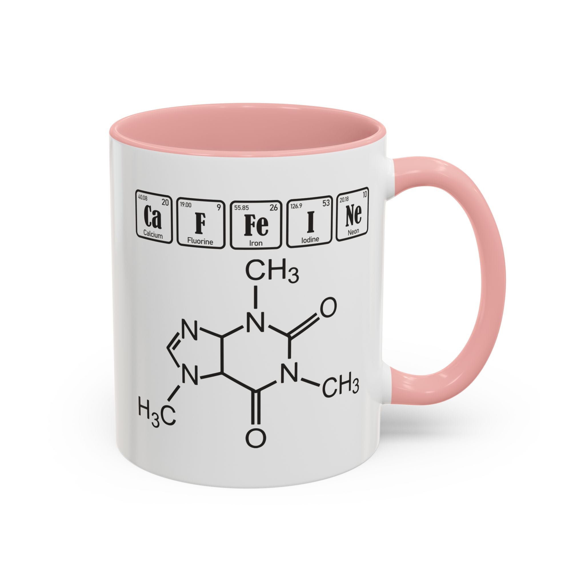 Caffeine Molecule Accent Mug — Chemistry Coffee Cup (11/15oz)