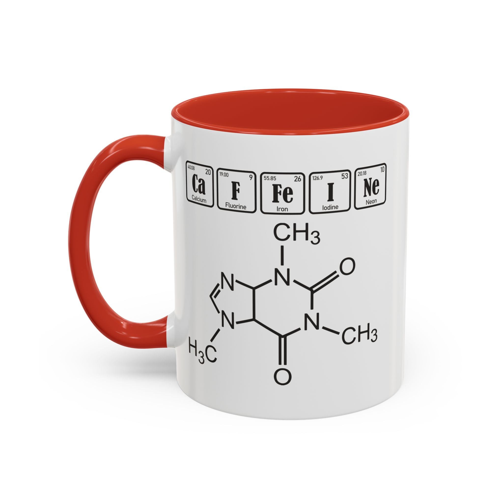 Caffeine Molecule Accent Mug — Chemistry Coffee Cup (11/15oz)