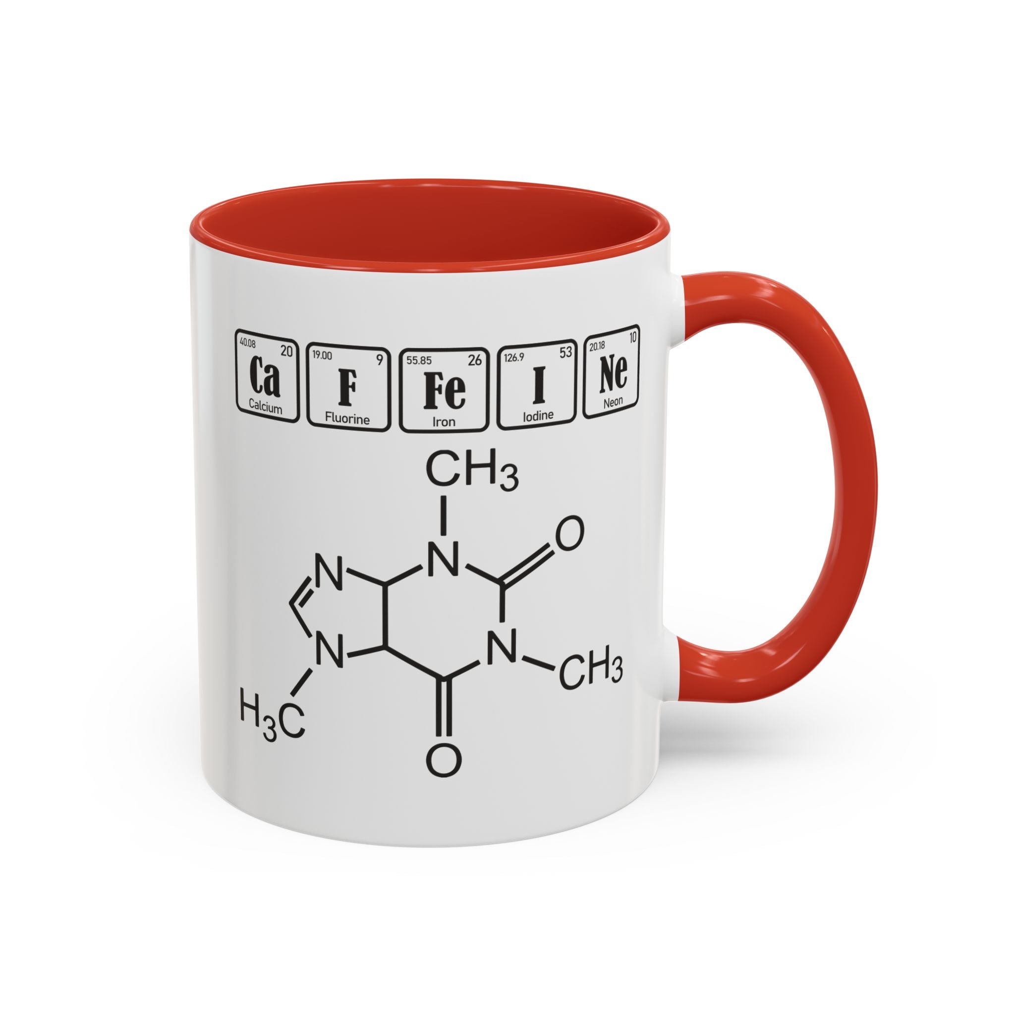 Caffeine Molecule Accent Mug — Chemistry Coffee Cup (11/15oz)