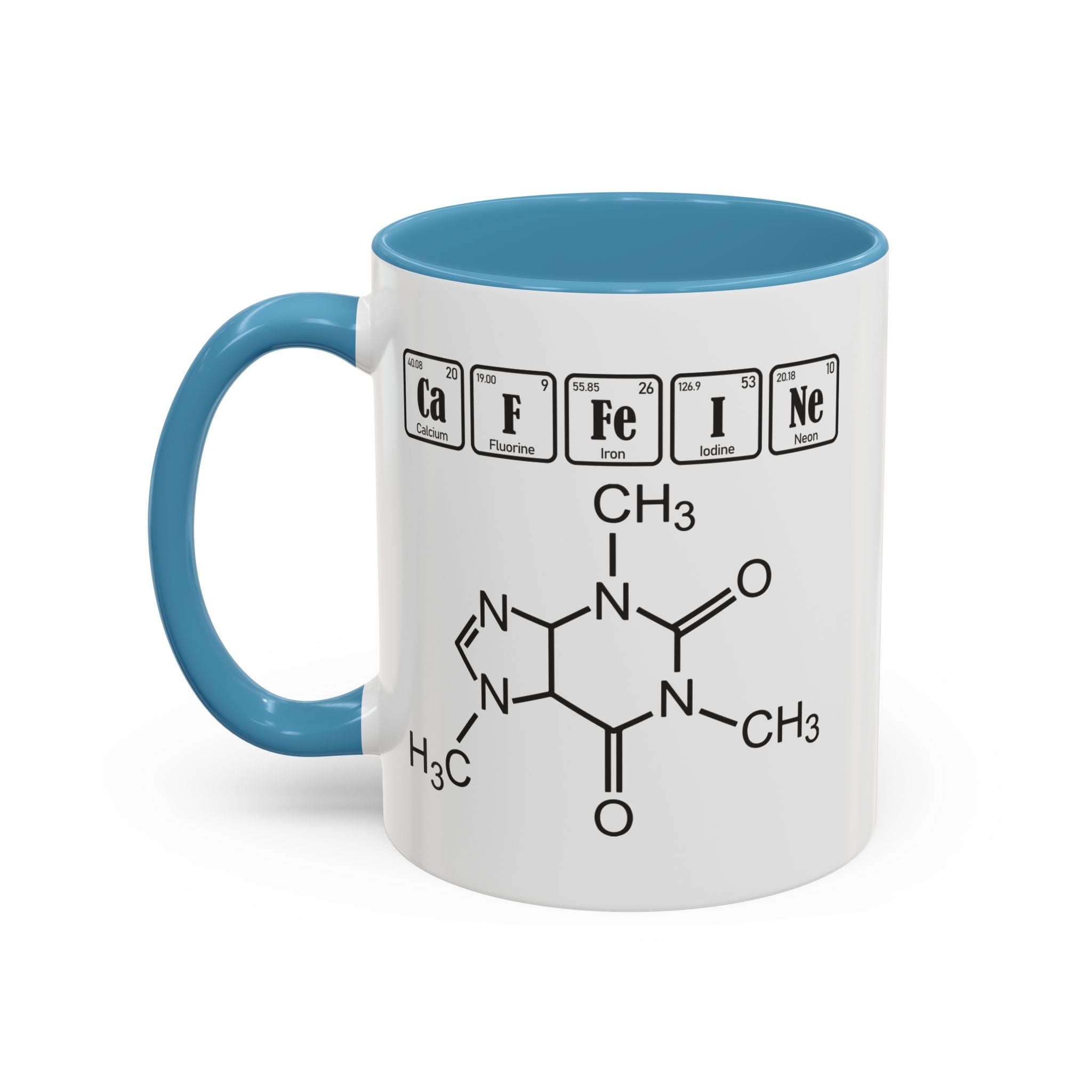 Caffeine Molecule Accent Mug — Chemistry Coffee Cup (11/15oz)
